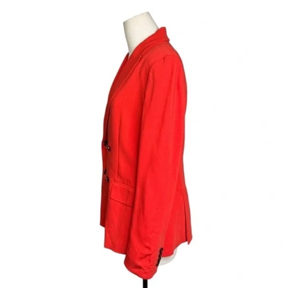 DONNA KARAN New York Women's double-breasted blazer Poppy Orange Sz Small Sz 6 - Picture 3 of 8